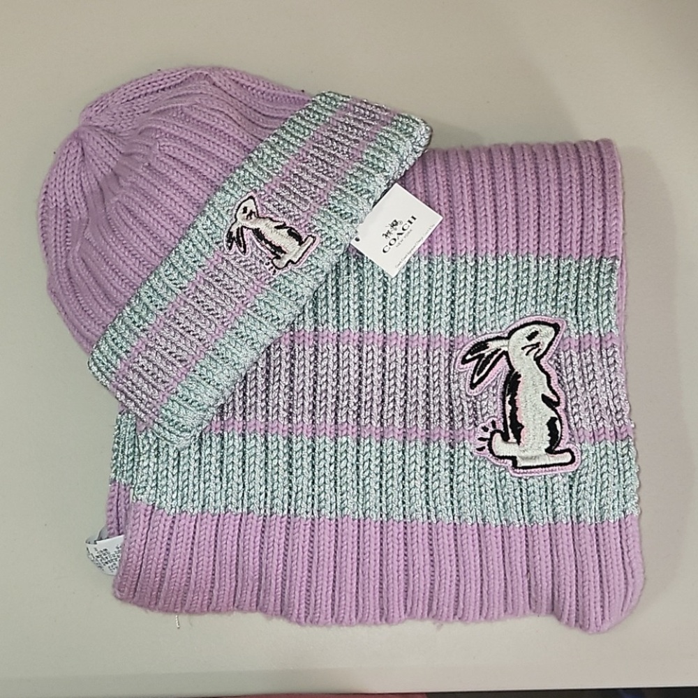 Selena Gomez -Special Edition Purple and Gray Knit Beanie and Scarf Set